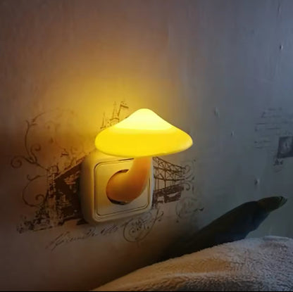 Bedroom Led Night Light Mushroom Wall Socket Lamp