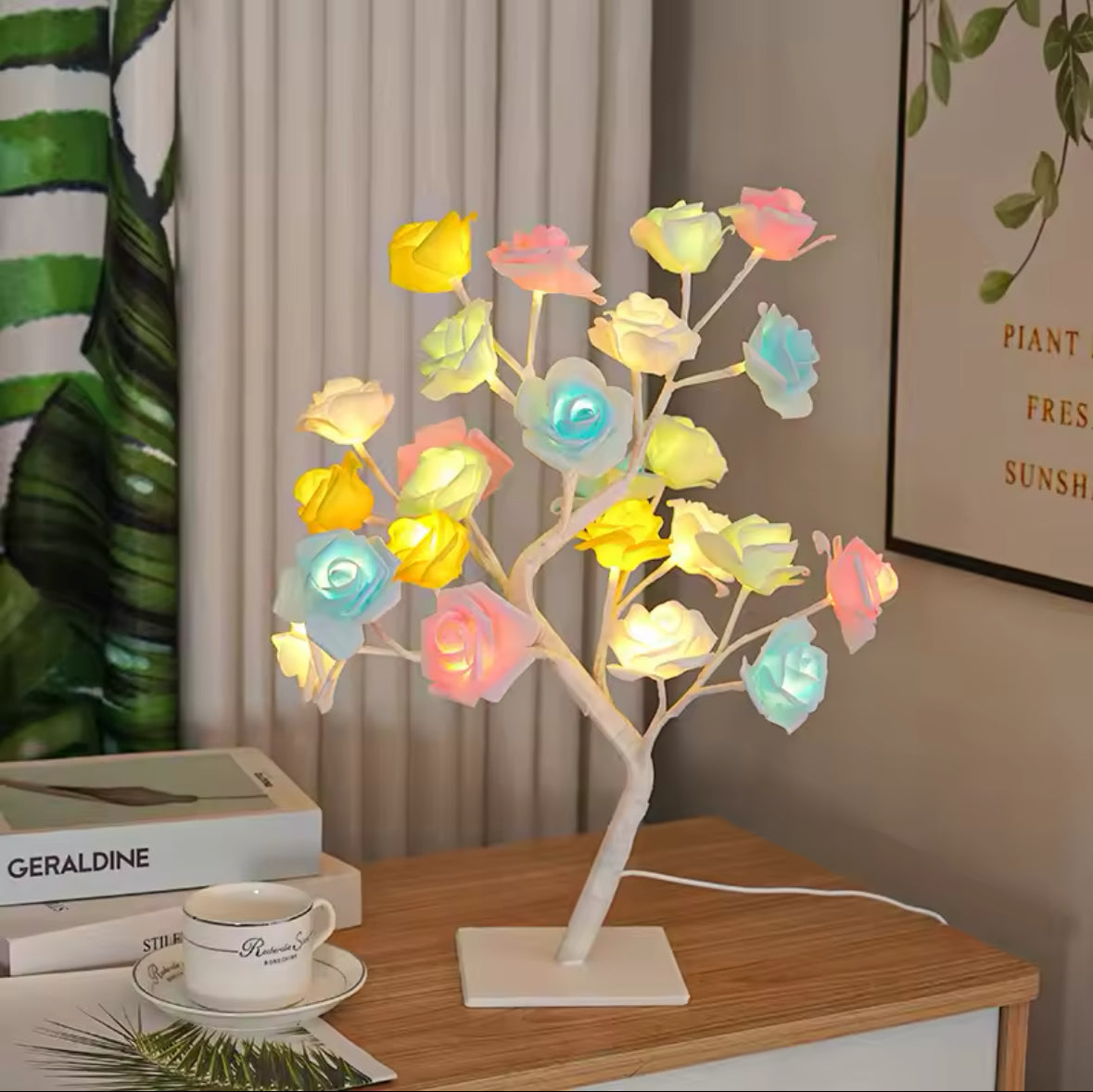 LED Rose Tree Lamp, USB Powered Flower Night Light colorful